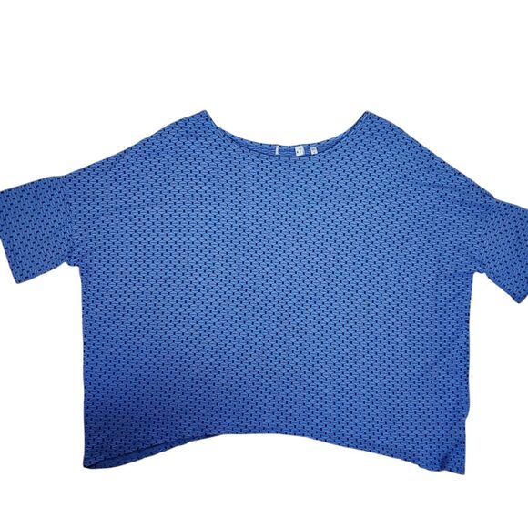 Habitat Top Drop Shoulder Textured Sz L Blue Black Round Neck Oversized Pullover - Picture 2 of 12